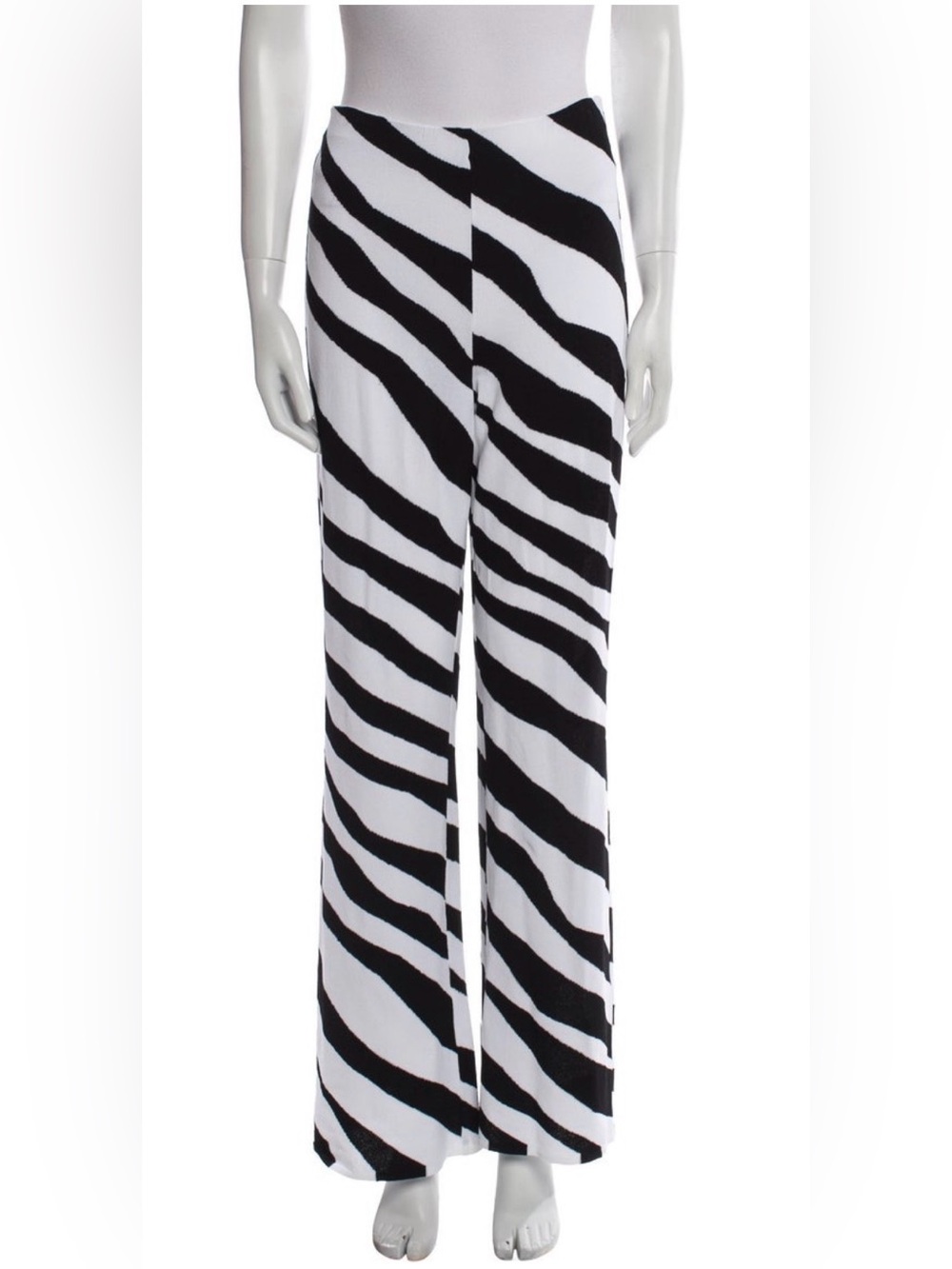Mossoni Zebra-Stripe Wide Leg Pants - Black & White
